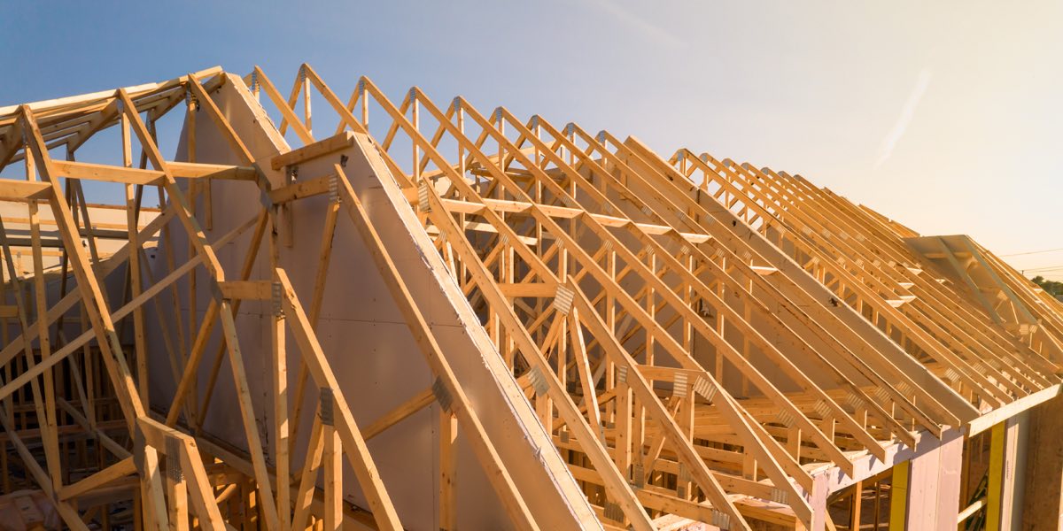 Roof trusses on the production floor